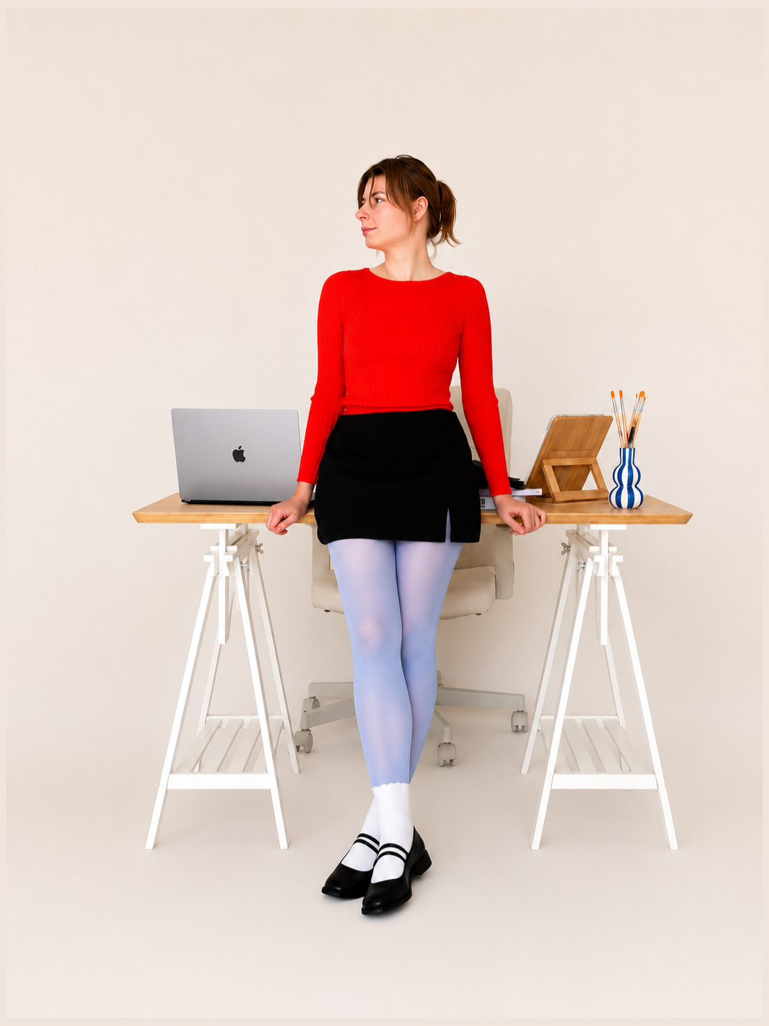 Vika Markouskaya at her studio desk